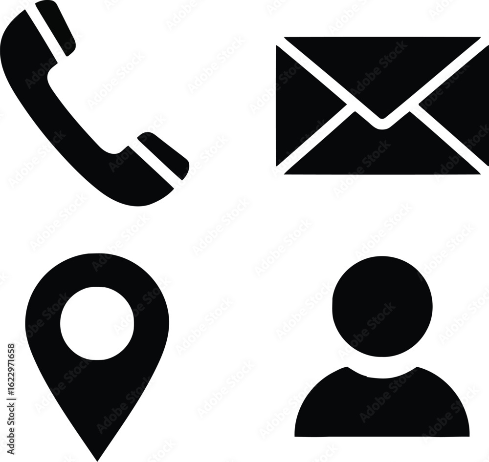 Aufkleber vector art of vector illustration of as set of contact information icons representing phone email lo
