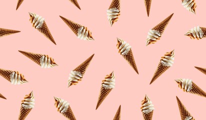 Ice cream seamless pattern background