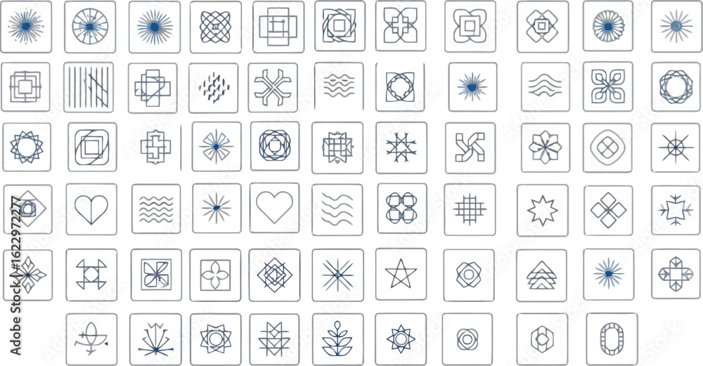 Poster vector art of vector illustration of a collection of minimalist geometric shapes and symbols for mod