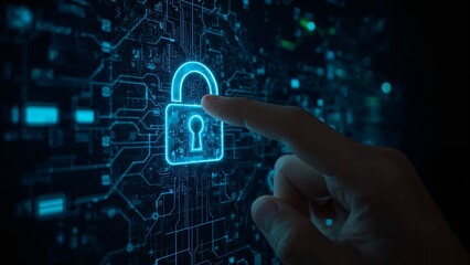 hand pushing button on a touch screen interface