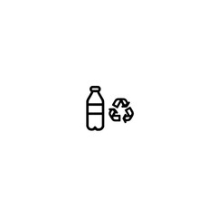 Plastic Bottles beside Recycling Sign in Flat Style for Environmental Conservation and Sustainability

