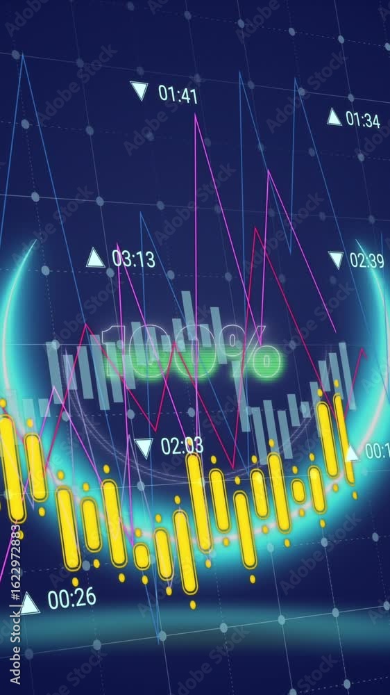 Poster animation of data processing over 100 percent