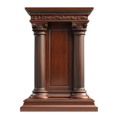 A podium carved from dark mahogany, exuding elegance and authority. full length isolate on transparent background