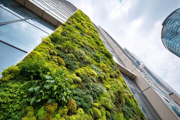 Vertical moss wall enhances urban environment by absorbing carbon dioxide