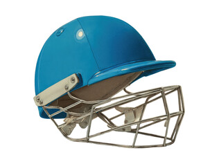 Naklejka premium Blue cricket helmet with protective face guard