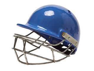 Blue sports helmet with face guard