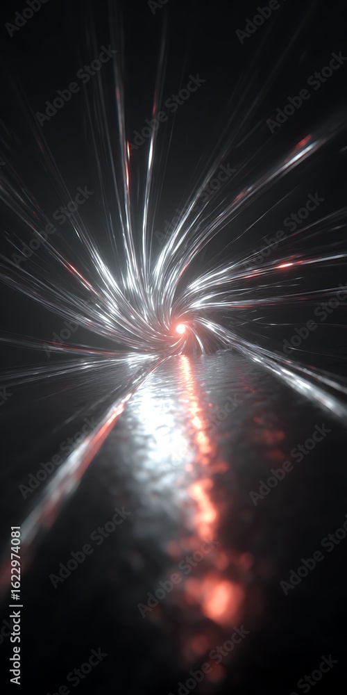 Poster abstract futuristic tunnel with glowing streaks, creating an artistic and dynamic backdrop with a se