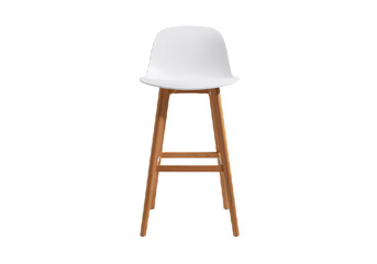 Modern Stool with White Seat and Wooden Legs – Minimalist Elegance