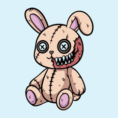 Creepy Stitched Bunny Plushie with Exposed Flesh