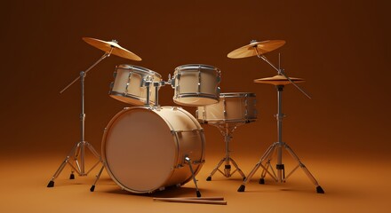 Geometric Drum Set with Glowing Beats Music Performance Concept for Rock Bands and Rhythm Enthusiasts