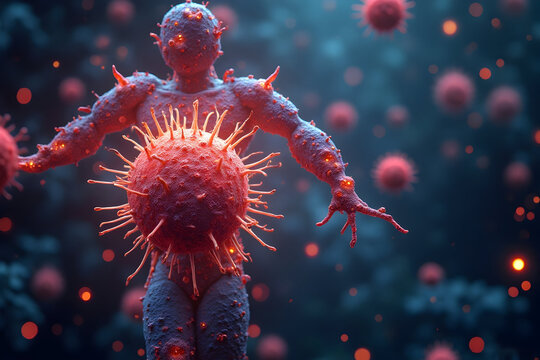 Humanoid Figure with Spike-like Outgrowths in a Sci-fi Setting