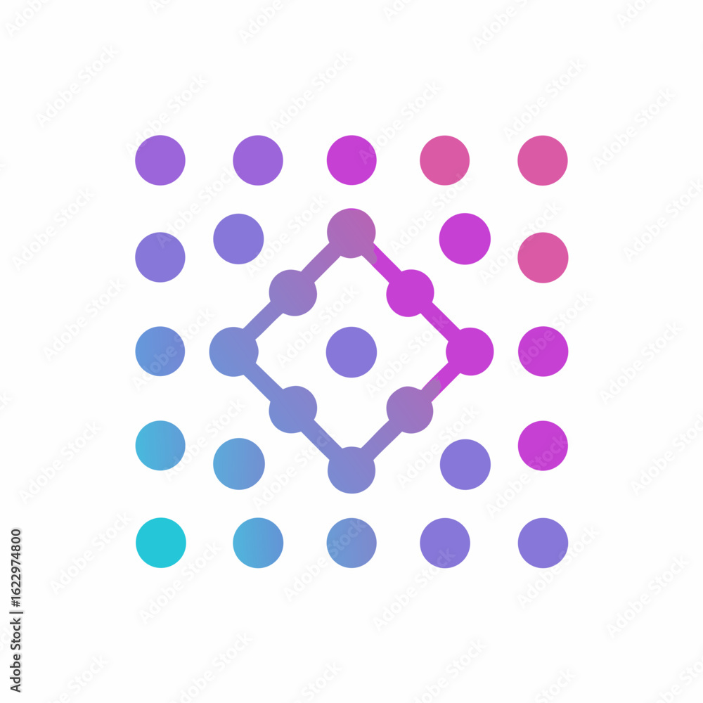 Poster abstract tech logo with gradient dots.