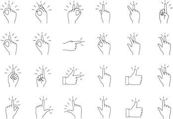 Fototapeta premium Vector art of vector illustration of as various hand gestures pointing clicking and selecting for user interface and digital communication