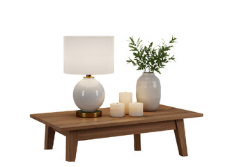 Stylish Side Table with Lamp, Vase, and Candles – Elegant Décor Setup