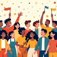 Vibrant Diverse Youth Celebrating International Youth Day Vector Illustration
