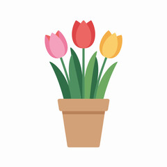  tulip, flowers, plant, pot, illustration, spring, garden, colorful, floral, nature, potted plant, flowerpot, decoration, vibrant, bloom, gardening, home decor, outdoor, yellow, red, pink, greenery, b