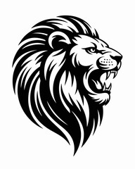 lion, roar, head, illustration, wild animal, predator, strength, graphic, silhouette, animal, carnivore, nature, wild, wildlife, fierce, black and white, big cat, strength symbol, power, regal, predat