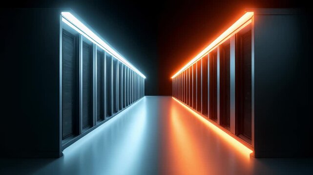 Data Center Server Array Full of Technology