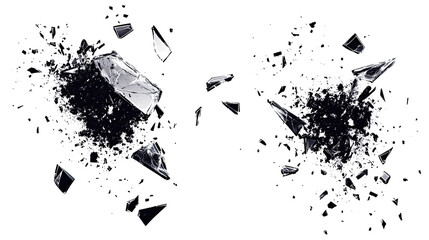 Grunge style black ink splat isolated on white background