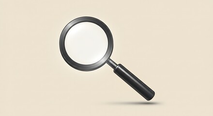 Stylized Magnifying Glass with Glowing Lens Search and Discovery Concept for Research Investigation and Problem Solving