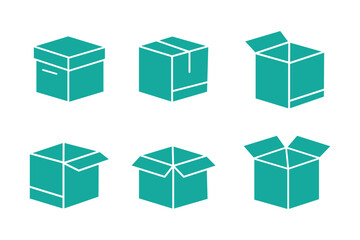 Package box line icon vector set. Containing open cardboard, fast delivery box, container, parcel protection, storage, good packing, fragile, wrapped, offer, processed, product shipping, merchandise 
