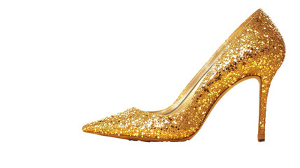 Elegant pair of women’s high heels shoes isolated on white background