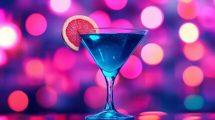 ネオンの光に包まれたカクテル