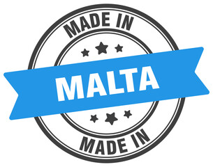 Made in Malta round sign. Made in Malta stamp.