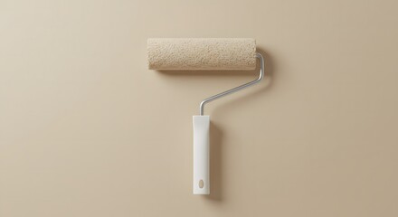 Minimalist Paint Roller with Patterned Sleeve DIY Home Renovation and Creative Improvement Concept