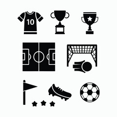 Soccer Match Field Trophy Icon Set Vector Illustration