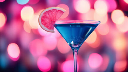 ネオンの光に包まれたカクテル