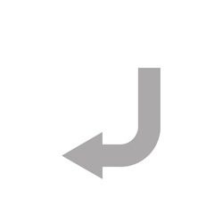 左へ曲がるシンプル矢印（グレー）