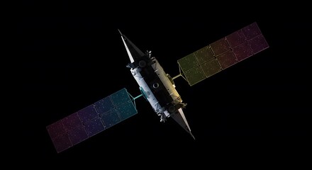 Sleek Satellite Emitting Radiant Signals Representing Space Tech, Global Communication, and Data Transfer