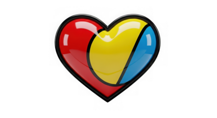 Ai generated image of colorful heart symbol isolated on transparent background