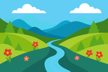 Obraz premium landscape with mountains and blue sky