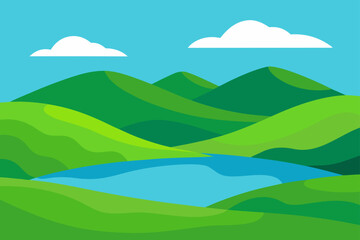 landscape with mountains and clouds