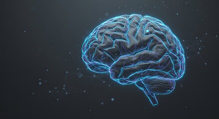 Futuristic Brain with Illuminated Neural Links Representing AI, Machine Learning, and Neuroscience Tech