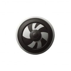 Fototapeta premium A circular fan with black and white blades against a black background