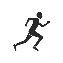 Silhouette of a runner in motion isolated on white background