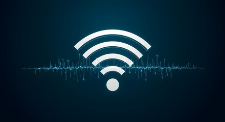Stylized Wi-Fi Icon with Emitting Waves Representing Digital Connectivity, Internet Technology, and Network Communication