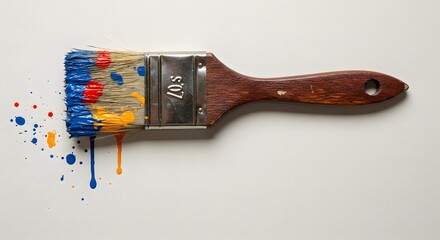 Stylized Paintbrush with Dripping Paint Accents Artistic Design Concept for Creativity Art Classes and DIY Craft Projects