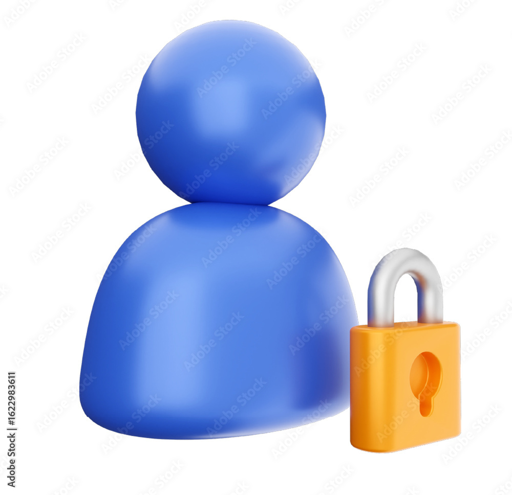 Poster 3d render: secure user profile icon