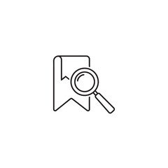 Vector art of bookmark with magnifying glass icon isolated on white background