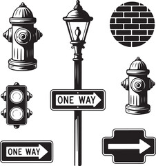 A vintage street sign vector illustration with a classic iron lamppost and glass bulb