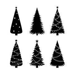 Obraz premium Christmas Tree Silhouette Collection with Decorations illustration