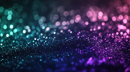 A vibrant, abstract background featuring shimmering bokeh effects in shades of teal, purple, and pink, creating a dreamlike atmosphere.