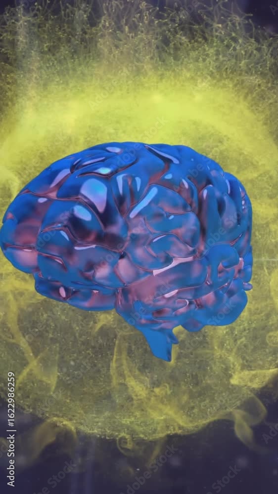 Aufkleber animation of human brain and data processing over globe