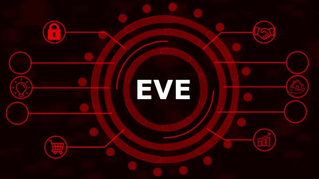 E V E Technology Concept Futuristic Interface Design Red and Black Abstract Digital Illustration