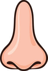 A cartoon illustration of a large, fleshy human nose.