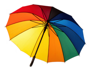 Colourful open umbrella isolated on white and transparent background